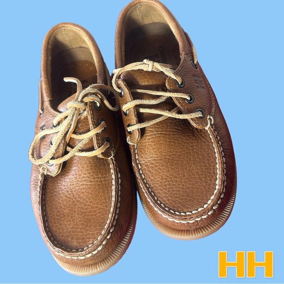 MEN’S HELLY HANSEN LEATHER BOAT SHOES (SZ 6.5) (EUC) - Picture 3 of 14